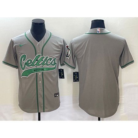 Men's Boston Celtics Blank Gray Stitched Baseball Jersey CDBD
