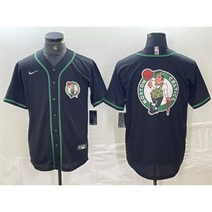ef3d17b8646eb3ef3a9f1ab01add031d.jpeg Men's Boston Celtics Black Team Big Logo With Patch Stitched Baseball Jersey HEWR