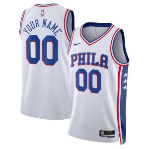 Youth Philadelphia 76ers White 2022/23 Swingman Association Edition Custom Jersey