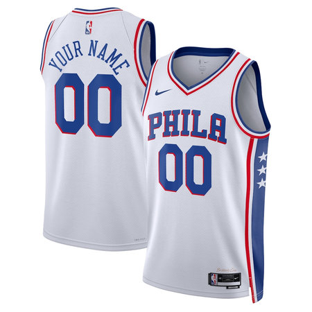 Youth Philadelphia 76ers White 2022/23 Swingman Association Edition Custom Jersey