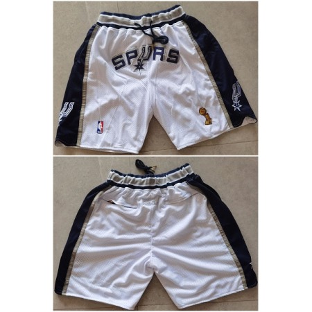 Men's San Antonio Spurs White Shorts (Run Small) QD2O