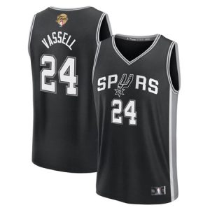 Youth San Antonio Spurs #24 Devin Vassell Black 2026 NBA Finals Patch Fast Break Icon Edition Jersey