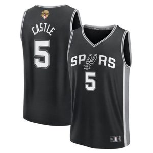 Youth San Antonio Spurs #5 Stephon Castle Black 2026 NBA Finals Patch Fast Break Icon Edition Jersey