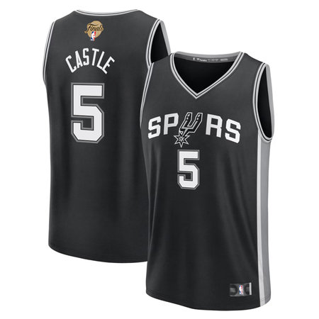 Youth San Antonio Spurs #5 Stephon Castle Black 2026 NBA Finals Patch Fast Break Icon Edition Jersey