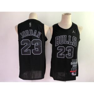Men's Chicago Bulls #23 Michael Jordan Black Stitched Jersey QCRP
