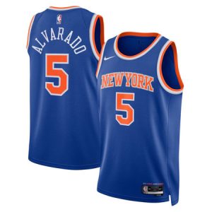 Youth New York Knicks #5 Jose Alvarado Blue Stitched Basketball Jersey