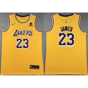 Men's Los Angeles Lakers #23 LeBron James Yellow Stitched Basketball Jersey TO6S