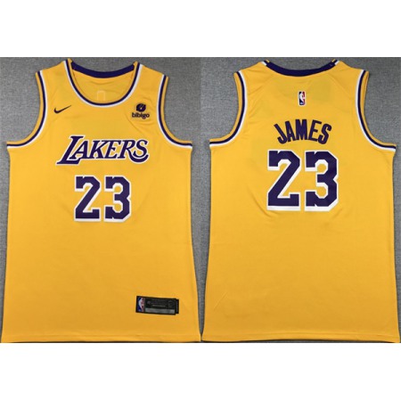 Men's Los Angeles Lakers #23 LeBron James Yellow Stitched Basketball Jersey TO6S