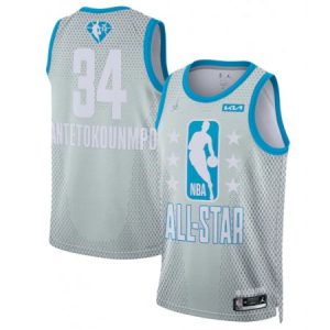 Men's 2022 All-Star #34 Giannis Antetokounmpo Gray Stitched Basketball Jersey 2BLY