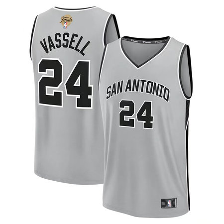 Youth San Antonio Spurs #24 Devin Vassell Silver 2026 NBA Finals Patch Fast Break Statement Edition Jersey