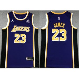 Men's Los Angeles Lakers #23 LeBron James Purple Stitched Basketball Jersey VCK2
