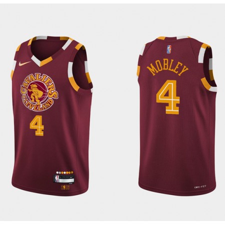 Men's Cleveland Cavaliers #4 Evan Mobley Wine Red 2021/2022 75th Anniversary City Edition Swingman Stitched Jersey NP25