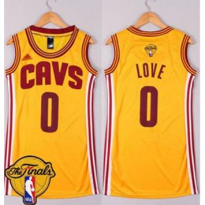 Women's Cleveland Cavaliers #0 Kevin Love Gold The Finals Patch Dress Stitched NBA Jersey