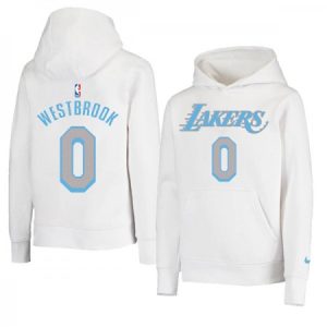 Men's Los Angeles Lakers #0 Russell Westbrook 2021 White Pullover Hoodie