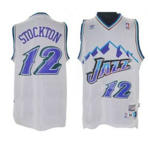 Jazz #12 John Stockton White Throwback Stitched NBA Jersey N472