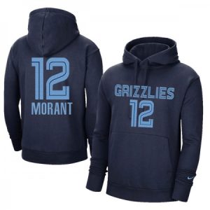 Men's Memphis Grizzlies #12 Ja Morant 2021 Navy Pullover Hoodie F9J1