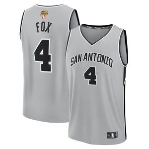 Youth San Antonio Spurs #4 De'Aaron Fox Silver 2026 NBA Finals Patch Fast Break Statement Edition Jersey