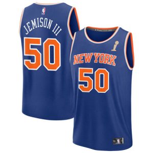 Men's New York Knicks #50 Trey Jemison III Blue 2026 NBA Finals Champions Fast Break Icon Edition Jersey