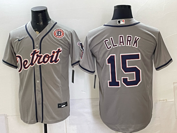Men’s Tigers #15 Max Clark Gray Alternate Baseball Jersey New Cool Base Stitched MLB Jersey KQ018 – 2026–27