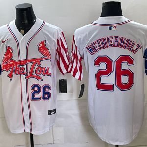 Men’s Cardinals #26 Lars Nootbaar White and USA Flag Special Edition Baseball Jersey New Cool Base Stitched MLB Jersey KQ020 – 2026–27