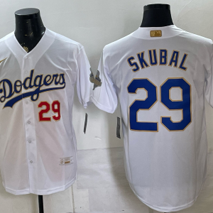 Men’s Dodgers #29 Tarik Skubal White and Gold Special Edition Baseball Jersey New Cool Base Stitched MLB Jersey KQ026 – 2026–27