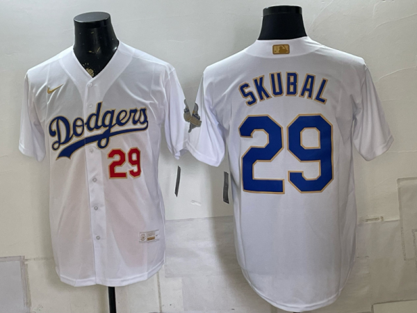 yp249205703-026 Men’s Dodgers #29 Tarik Skubal White and Gold Special Edition Baseball Jersey New Cool Base Stitched MLB Jersey KQ026 – 2026–27