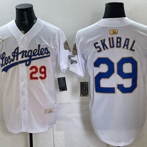Men’s Dodgers #29 Tarik Skubal White and Gold Special Edition Baseball Jersey New Cool Base Stitched MLB Jersey KQ027 – 2026–27