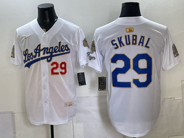 Men’s Dodgers #29 Tarik Skubal White and Gold Special Edition Baseball Jersey New Cool Base Stitched MLB Jersey KQ027 – 2026–27