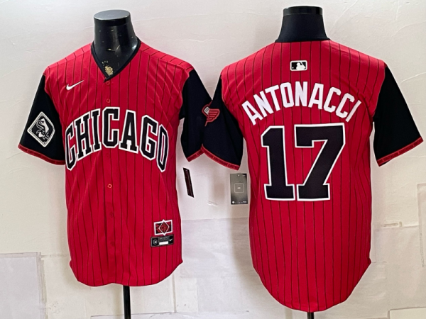 Men’s White Sox #17 Chase Antonacci Red and Black City Connect Baseball Jersey New Cool Base Stitched MLB Jersey KQ029 – 2026–27