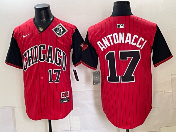 yp249205703-033 Men’s White Sox #17 Chase Antonacci Red and Black City Connect Baseball Jersey New Cool Base Stitched MLB Jersey KQ033 – 2026–27