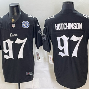 Lions #97 Aidan Hutchinson Black Gothic Number Football Jersey Men’s Stitched NFL Elite Jersey KK002 – 2026–27