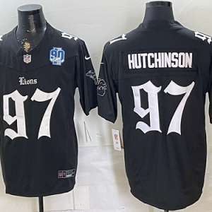 Lions #97 Aidan Hutchinson Black Gothic Number Football Jersey Men’s Stitched NFL Elite Jersey KK003 – 2026–27