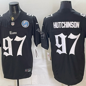 Lions #97 Aidan Hutchinson Black Gothic Number Football Jersey Men’s Stitched NFL Elite Jersey KK005 – 2026–27