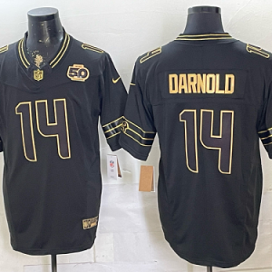 Seahawks #14 Sam Darnold Black White and Gold Anniversary Football Jersey Men’s Stitched NFL Elite Jersey KK006 – 2026–27