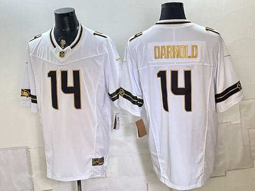 Seahawks #14 Sam Darnold Black White and Gold Anniversary Football Jersey Men’s Stitched NFL Elite Jersey KK007 – 2026–27