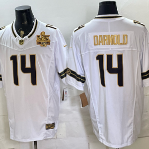 Seahawks #14 Sam Darnold Black White and Gold Anniversary Football Jersey Men’s Stitched NFL Elite Jersey KK008 – 2026–27