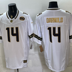 Seahawks #14 Sam Darnold Black White and Gold Anniversary Football Jersey Men’s Stitched NFL Elite Jersey KK010 – 2026–27
