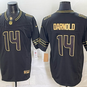 Seahawks #14 Sam Darnold Black White and Gold Anniversary Football Jersey Men’s Stitched NFL Elite Jersey KK011 – 2026–27