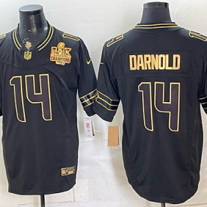 Seahawks #14 Sam Darnold Black White and Gold Anniversary Football Jersey Men’s Stitched NFL Elite Jersey KK012 – 2026–27