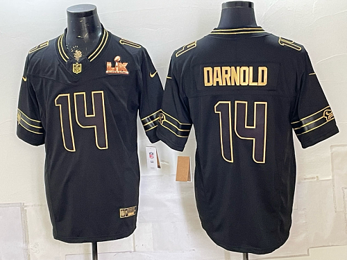 Seahawks #14 Sam Darnold Black White and Gold Anniversary Football Jersey Men’s Stitched NFL Elite Jersey KK013 – 2026–27