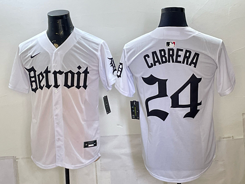 Tigers #24 Miguel Cabrera White Throwback Baseball Jersey New Cool Base Stitched MLB Jersey KK015 – 2026–27