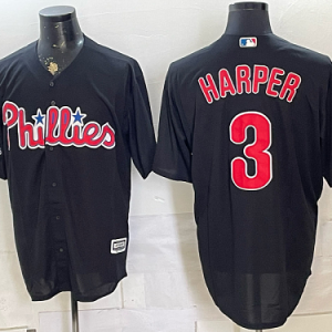 Phillies #3 Bryce Harper Black Special Edition Baseball Jersey New Cool Base Stitched MLB Jersey KK023 – 2026–27