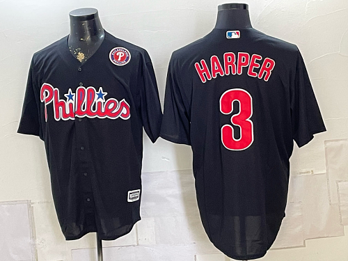 Phillies #3 Bryce Harper Black Special Edition Baseball Jersey New Cool Base Stitched MLB Jersey KK024 – 2026–27