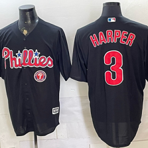 Phillies #3 Bryce Harper Black Special Edition Baseball Jersey New Cool Base Stitched MLB Jersey KK025 – 2026–27