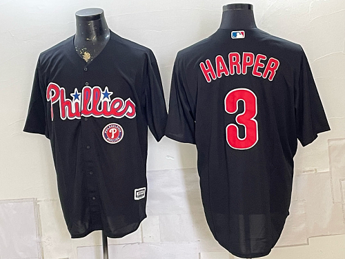 Phillies #3 Bryce Harper Black Special Edition Baseball Jersey New Cool Base Stitched MLB Jersey KK025 – 2026–27