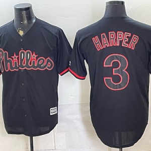 Phillies #3 Bryce Harper Black Special Edition Baseball Jersey New Cool Base Stitched MLB Jersey KK026 – 2026–27