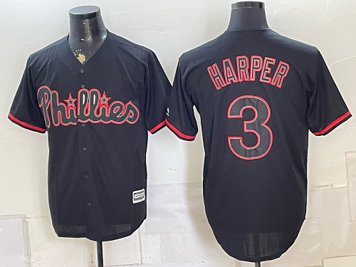 Phillies #3 Bryce Harper Black Special Edition Baseball Jersey New Cool Base Stitched MLB Jersey KK026 – 2026–27