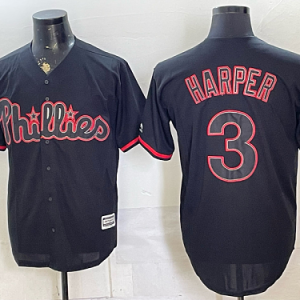 Phillies #3 Bryce Harper Black Special Edition Baseball Jersey New Cool Base Stitched MLB Jersey KK027 – 2026–27