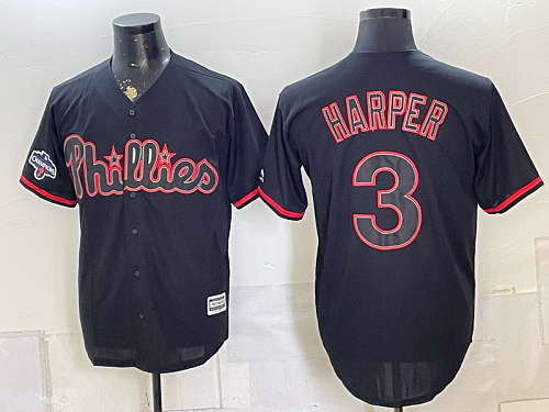 Phillies #3 Bryce Harper Black Special Edition Baseball Jersey New Cool Base Stitched MLB Jersey KK027 – 2026–27