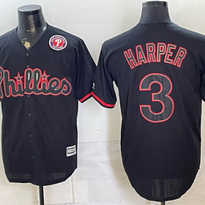 Phillies #3 Bryce Harper Black Special Edition Baseball Jersey New Cool Base Stitched MLB Jersey KK028 – 2026–27